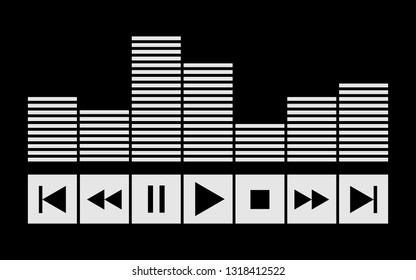 sound wave with control buttons icon for design.