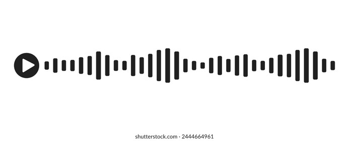 Icono de mensaje de voz simple de grabación de audio de decibelios de onda de sonido aislado sobre fondo blanco. Podcast player, pista de música