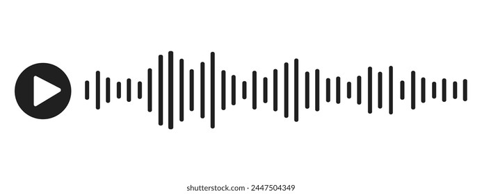 Sound wave decibel audio record simple voice message icon isolated on white background. Podcast player, music track