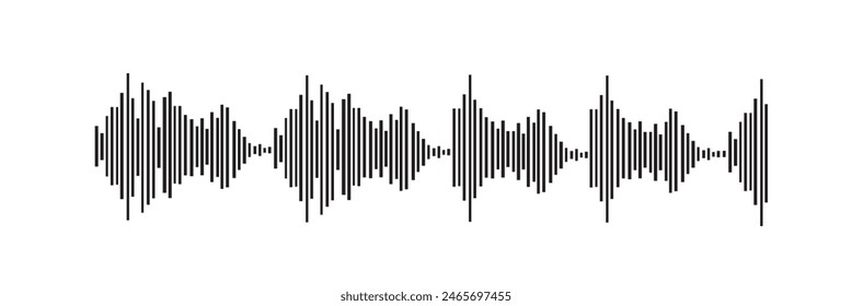 Sound wave decibel audio records simple voice message icon isolated on white background. Podcast player, music track