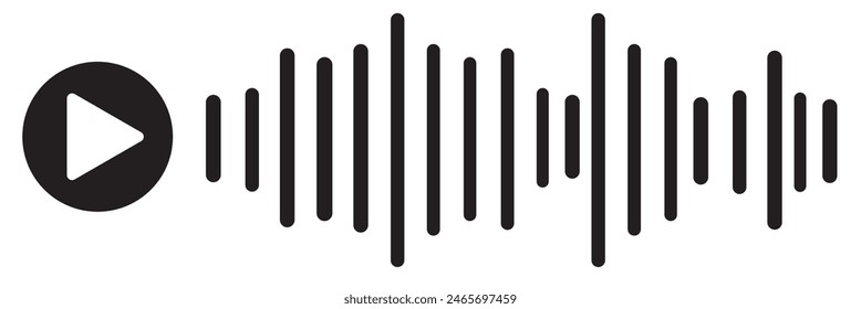 Sound wave decibel audio records simple voice message icon isolated on white background. Podcast player, music track