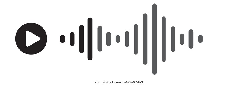 Sound wave decibel audio records simple voice message icon isolated on white background. Podcast player, music track