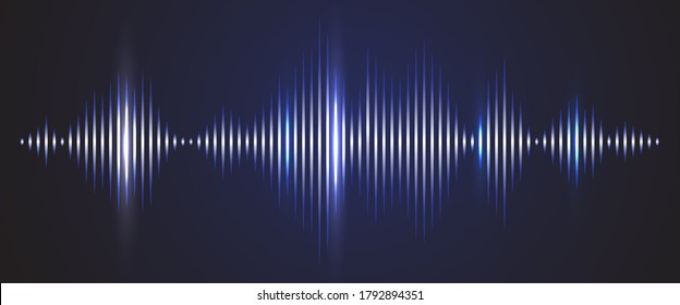 Sound wave digital background. Music and radio soundwave pulse concept. Audio track shine graph of frequency and spectrum svg