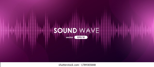 Sound wave. Digital music equalizer. Beautiful abstract minimal background. Simple modern style. Pink neon color. Pulse line. Volume. Flat style vector illustration.