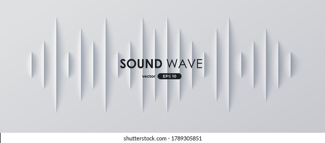 Sound wave. Digital music equalizer. Beautiful abstract minimal background. Simple modern style. White color. Pulse line. Volume. Flat style vector illustration.