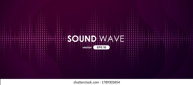 Sound wave. Digital music equalizer. Beautiful abstract minimal background. Simple modern style. Pink neon color. Pulse line. Volume. Flat style vector illustration.