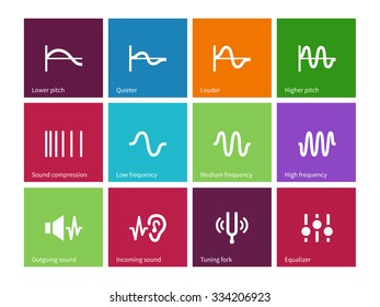 Sound wave directions icons on color background. Vector illustration.