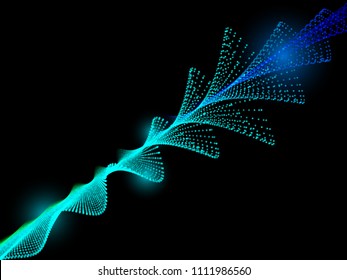 Sound wave with dots. Vector illustration.
