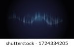 Sound wave. Dynamic vibration wallpaper. Abstract sound wave element on blue background. Music visualization, futuristic graphic element as digital equalizer. Frequency pulse modulation vector