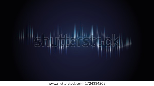 Sound wave. Dynamic vibration wallpaper. Abstract\
sound wave element on blue background. Music visualization,\
futuristic graphic element as digital equalizer. Frequency pulse\
modulation vector