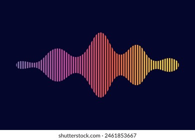 Sound wave element. Abstract motion shaped equalizer. Vector gradient stripe. Music, sound concept.