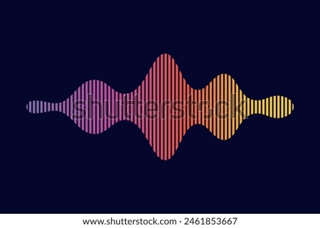 Sound wave element. Abstract motion shaped equalizer. Vector gradient stripe. Music, sound concept.