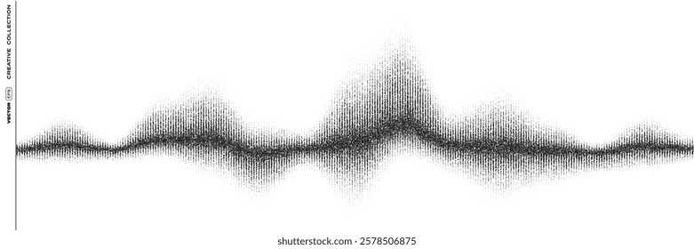 Sound wave equalizer with dot noise effect. Music soundwave halftone spectrum, audio dynamic visualizer