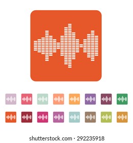 The sound wave and equalizer icon. Audio, radio symbol. Flat Vector illustration. Button Set