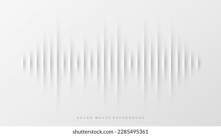 Sound wave equalizer lines on gray and white background. Visualization futuristic design element. Radio and music template design. Modern voice sound recognition in papercut style. Vector illustration