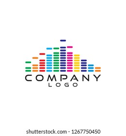 sound wave equalizer logo design vector