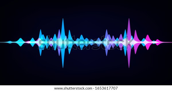 Sound wave equalizer. Modern audio spectrum.\
Abstract digital pulse wave. Vector waveform on dark background\
like soundtracks digital\
pattern