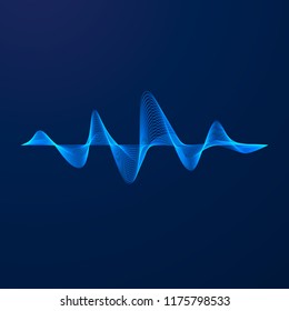 Sound wave. Equalizer pattern. Abstract blue digital waveform. Vector illustration