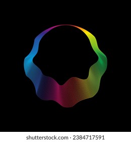 Ola de sonido, degradado de color de arco iris ecualizador. Tecnología moderna para el futuro. Elemento abstracto geométrico vectorial aislado sobre fondo negro.