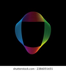 Sound wave, equalizer rainbow color gradient. Modern future technology. Vector geometric abstract element isolated on black background.
