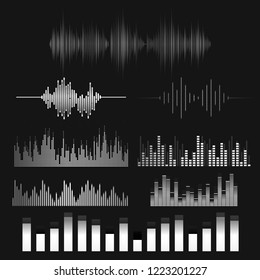 Sound wave equalizer vector design set