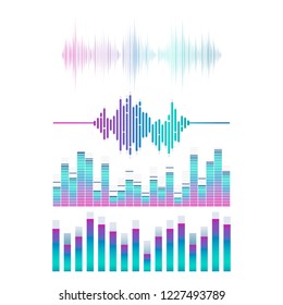Sound wave equalizer vector design set