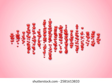 Sound wave filled with hearts for Valentine's Day, love mixtape cover