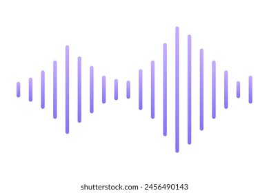 Sound wave floating icon, record bar, music waveform audio track radio play equalizer line, simple isolated on white background.