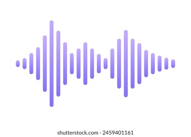 Sound wave floating icon, record bar, music waveform audio track radio play equalizer line, simple isolated on white background.