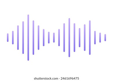Sound wave floating icon, record bar, music waveform audio track radio play equalizer line, simple isolated on white background.