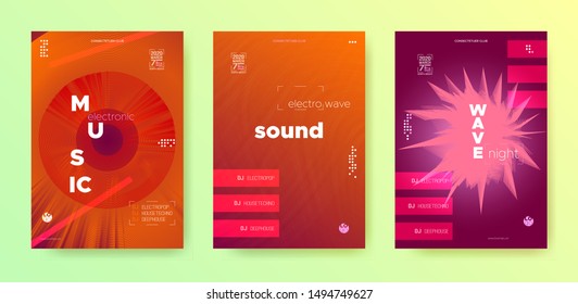 Sound Wave Flyer. Electronic Beat. Music Festival Poster. Light Dj Event. Vibrant Gradient Banner. Electronic Party. Glow Vector Music Poster. Dj Concept. Glow Fluid Abstract.