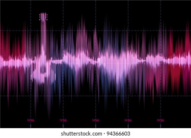 Sound wave in the form of hearts and guitar