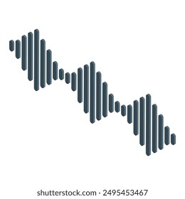 Sound wave form is visualized in isometric projection, showing the frequency of an audio track