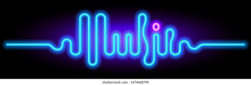 Sound wave in the form of the word Music. Vector lettering. RGB. Global color