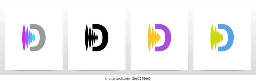 Sound Wave Frequency Equalizer Part of Letter Initial Logo Design D