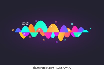 Sound wave gradient. Colorful digital equalizer. Personal assistant template. Abstract dynamic line. Audio technology. Modern music concept. Shining color audiowave. Trendy vector illustration.