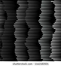 Sound wave gradient grey vector seamless pattern for wrapping, craft, textile, fabric
