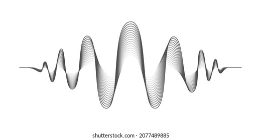 Símbolo gráfico de la onda de sonido.  Firma vibraciones en onda de forma aisladas en fondo blanco. Concepto de diagrama de ondas de audio. Ilustración del vector