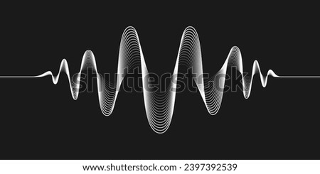 Sound wave graphic symbol.  Sign vibrations in form wave isolated on black background. Audio wave diagram concept. Vector illustration 