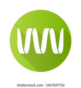 Sound wave green flat design long shadow glyph icon. Wavy ribbon line. Music, melody rhythm digital soundwave. Soundtrack playing abstract waveform. Audio frequency. Vector silhouette illustration