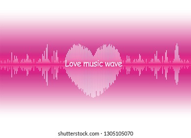 Sound Wave Heart Icon. Love Song Music Signal