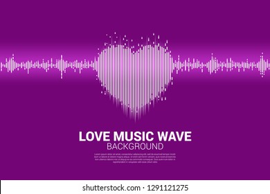 Sound wave heart icon Music Equalizer background. love song music visual signal 