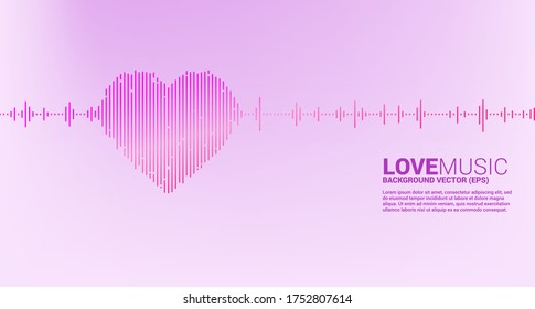 Sound wave heart icon Music Equalizer background. love song music visual signal 