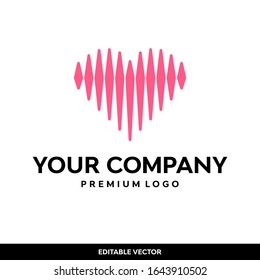 sound wave heart love logo design