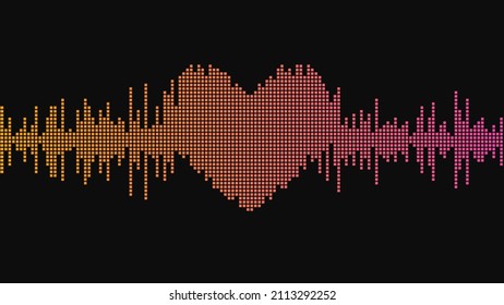 Sound wave. Heart shape. Music equalizer. Abstract vector illustration