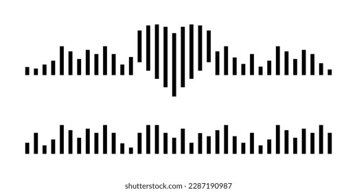 Sound wave icon. Audio wave equalizer. Voice message wave. Heart shape pulse. Sound wave symbol. Audio message pulse. Stock vector illustration