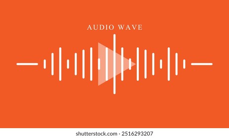 Sound wave icon with featuring a sound mixer and graph elements, illustrating technology with orange background