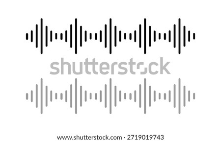 Sound wave icon in fill and three stroke sizes .Vector Illustration .EPS 10 .