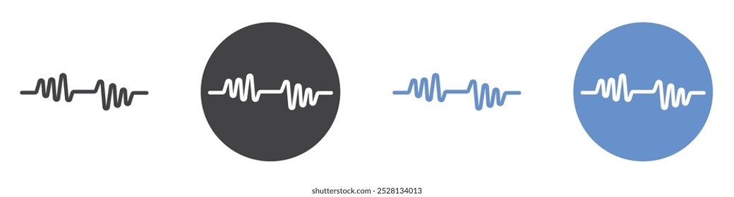 Ícone de onda sonora Arte plana em preto e branco isolada