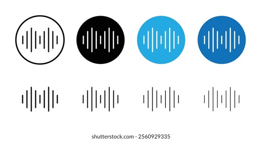 Sound Wave Icon Flat outline fill set collection